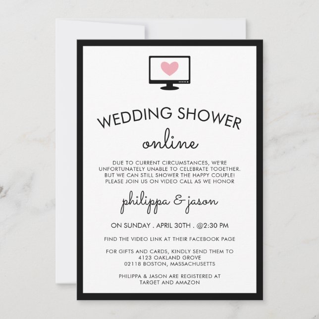 Invitación Chorro de boda de pareja virtual de computadora li (Anverso)