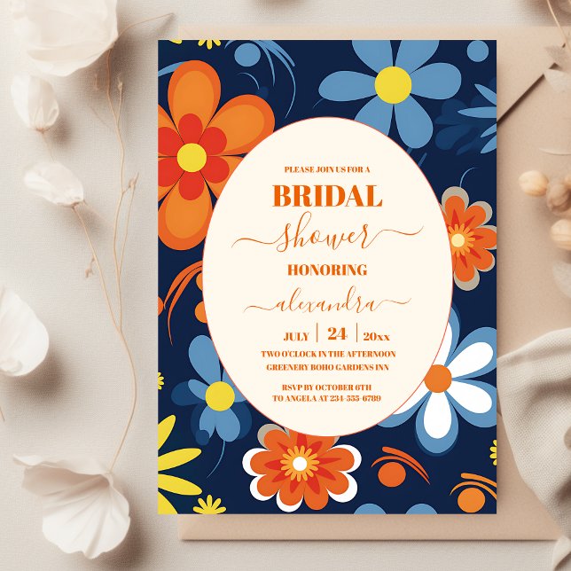 Invitación Chorro de Boda Floral Boho Retro (Subido por el creador)