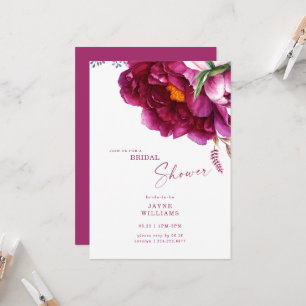 Invitación Chorro de Boda Floral Elegante de Fuchsia Colorido
