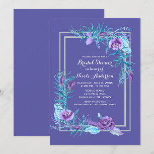 Invitación Chorro de boda floral violeta intenso y acuático