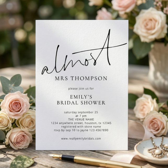 Invitación Chorro de Boda Minimalista Almost Mrs (Subido por el creador)