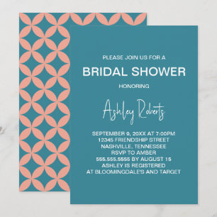 Invitación Chorro de Boda Mod de Med Siglo Rosa y Azul