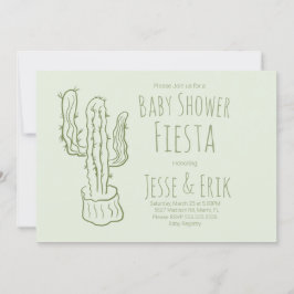 Invitación Chorro de Cactus Dibujado a Mano Verde Pastel para