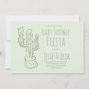 Invitación Chorro de Cactus Dibujado a Mano Verde Pastel para
