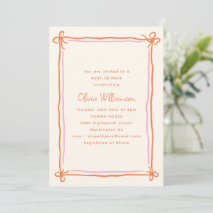 Invitación Chorro de cinta caprichosa naranja rosa Baby Showe
