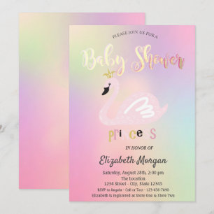 Invitación Chorro de Cisne Holográfico Adorable para Baby Sho