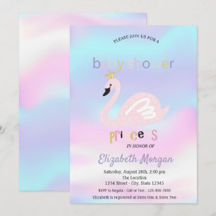 Invitación Chorro de Cisne Holográfico Adorable para Baby Sho