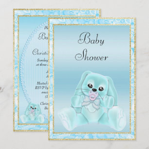 Invitación Chorro de conejito orejas caídas azul turquesa Bab