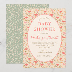 Invitación Chorro de Coral Rosa Dulce Caprichoso Bebé Shower