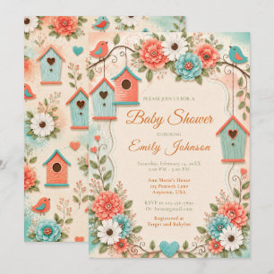 Invitación Chorro de Coral y Fiesta de Bienvenida para Bebé A