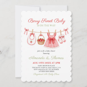 Invitación Chorro de Cumpleaños de Bebé Fresa Prep