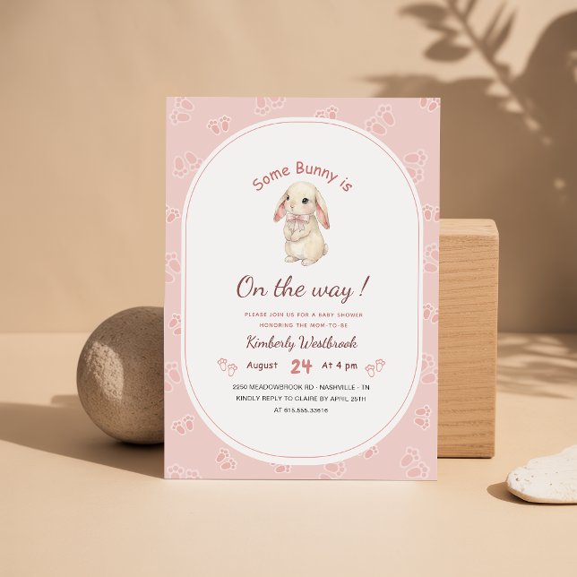 Invitación Chorro de Cumpleaños de Conejo Bebé Elegante (Subido por el creador)