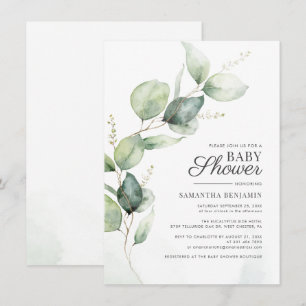 Invitación Chorro de Eucalipto Botánico para Baby Shower