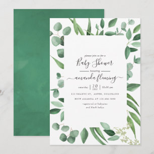Invitación Chorro de Eucalipto para Baby Shower