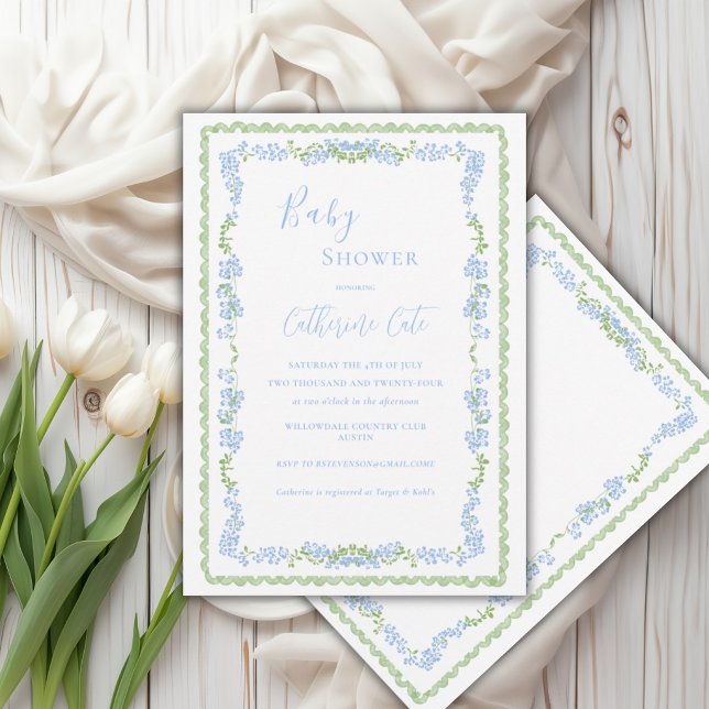 Invitación Chorro de flores azules para baby shower  (Subido por el creador)