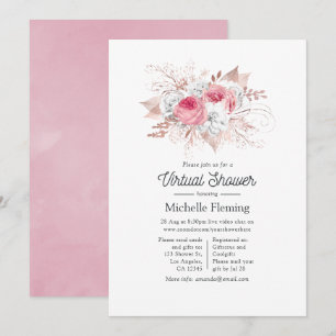 Invitación Chorro de flores dorado rosa y rosa virtual para e