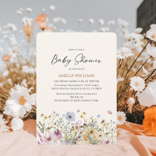 Invitación Chorro de flores silvestres Baby Shower suave