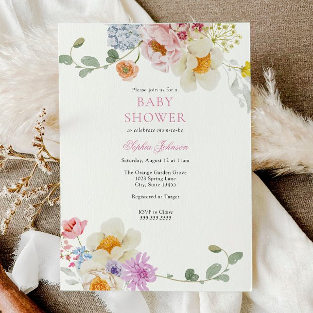 Invitación Chorro de Flores Silvestres para Baby Shower (Subido por el creador)