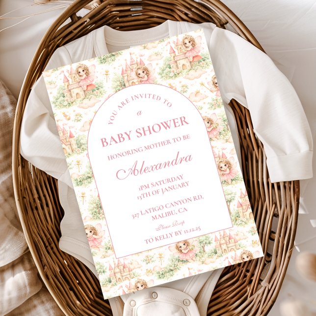 Invitación Chorro de Hadas Rosa para Baby Shower (Subido por el creador)