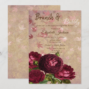 Invitación Chorro de Hojas de Rosas Rojas Elegantes para Desp