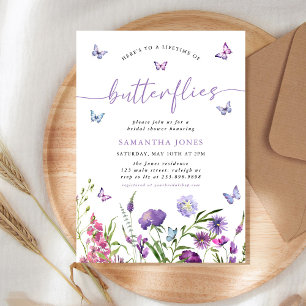 Invitación Chorro de Mariposas Flores Silvestres Despedida de