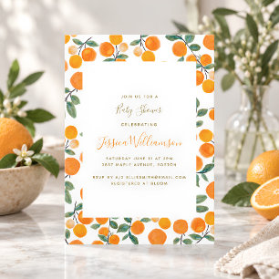 Invitación Chorro de Naranja Cítrica Ducha de Bebé Moderna de
