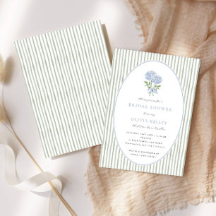 Invitación Chorro de Novia con Hortensia Azul y Rayas
