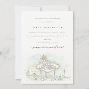 Invitación Chorro de novia con paisaje de acuarela de Las Veg
