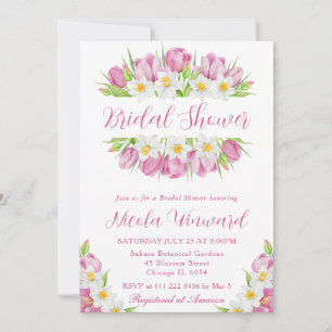 Invitación Chorro de Novia con Tulipanes y Narcisos en Acuare