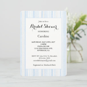 Invitación Chorro de Novia de Rayas Blancas y Azul Claro