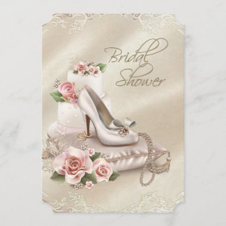 Invitación Chorro de Novia Elegante de Marfil