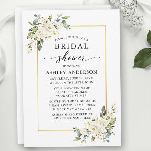 Invitación Chorro de novia elegante y moderno con rosas de ac