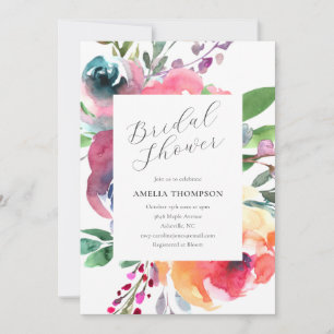 Invitación Chorro de Novia Floral Acuarela Elegante y Colorid