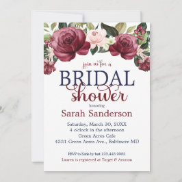 Invitación Chorro de novia floral acuarela marrón y azul mari