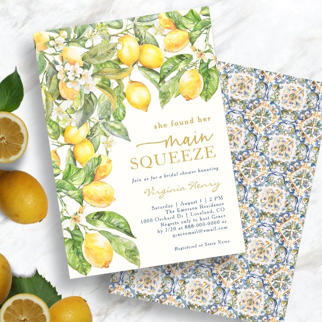 Invitación Chorro de Novia Limón Azul (Lemon Blue Bridal Shower Invitation
)