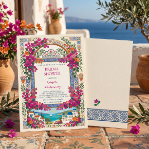 Invitación Chorro de Novia Mediterráneo Griego de Buganvilla
