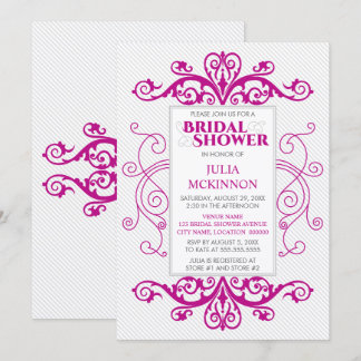 Invitación Chorro de Novia Vintage Remolinos Magenta