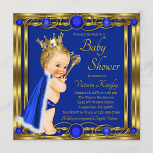 Invitación Chorro de Oro Azul Real Baby Shower