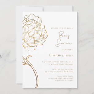 Invitación Chorro de oro peonía Ducha de Bebé Floral