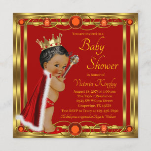 Invitación Chorro de Oro Prince Afroamericano Baby Shower