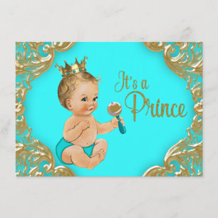 Invitación Chorro de Oro Príncipe Baby Shower