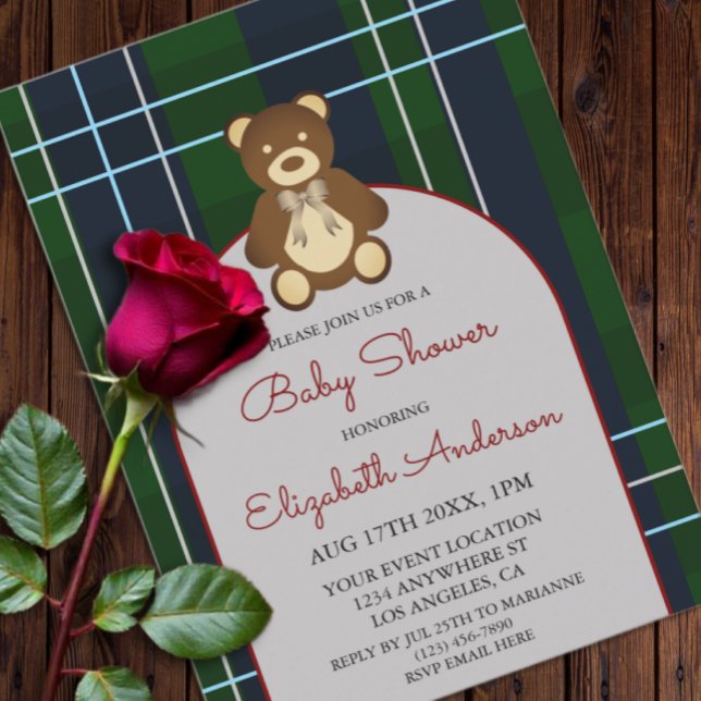 Invitación Chorro de oso de peluche a cuadros (Subido por el creador)