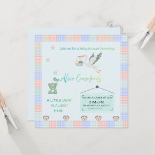 Invitación Chorro de oso de peluche editable y fiesta de bebé