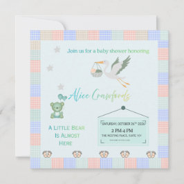 Invitación Chorro de oso de peluche editable y fiesta de bebé