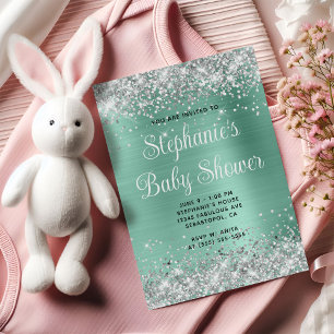 Invitación Chorro de Plata Luz Azul Claro Baby Shower