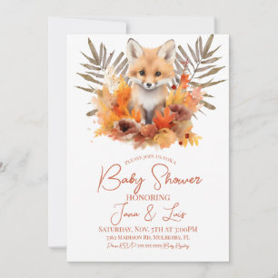 Invitación Chorro de zorro de bosque acuarela Baby Shower