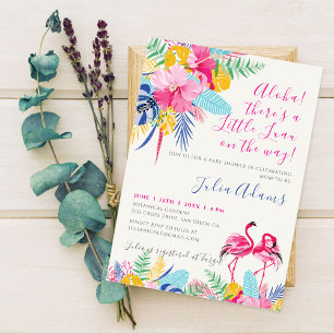 Invitación Chorro Infantil Azul Marino Rosa Tropical Selva Sa