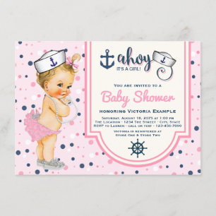 Invitación Chorro Naval Azul Baby Shower
