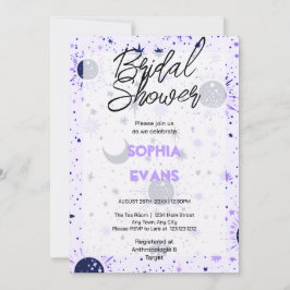 Invitación Chorro Nupcial Celestial de Negro y Púrpura