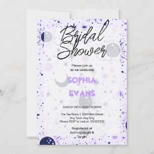 Invitación Chorro Nupcial Celestial de Negro y Púrpura